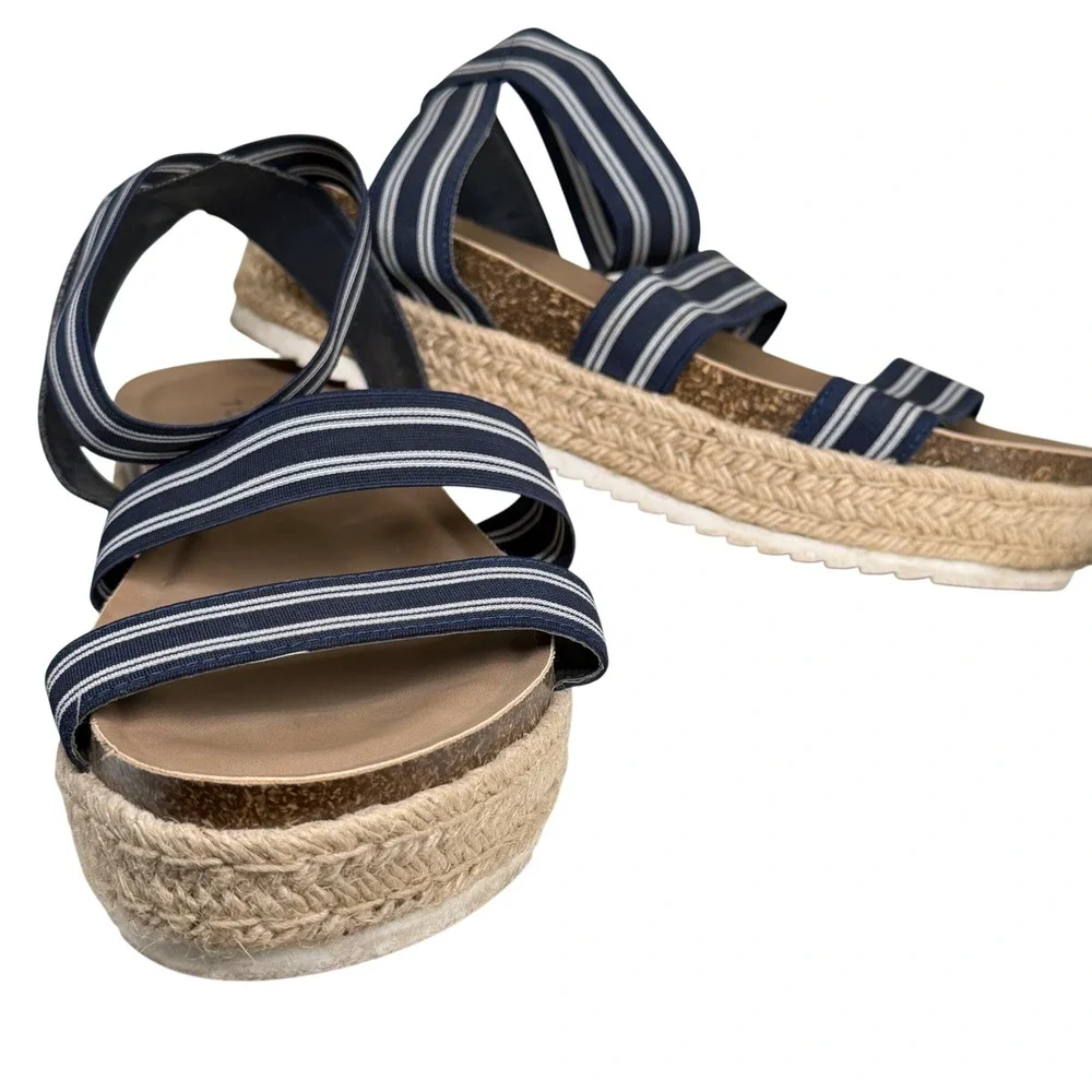 Torrid Espadrille Platform Sandals Womens‎ 10WW Navy Striped Nautical Coastal